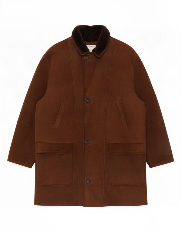 Mabrun Mens Shearling Jacket IT 56 3XL Brown