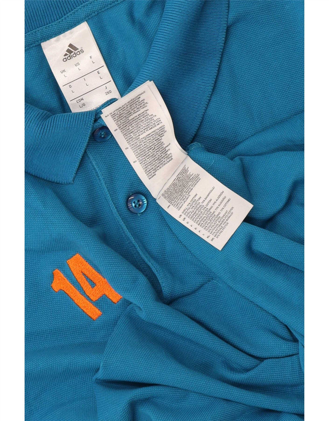 Adidas Mens Graphic Polo Shirt Large Blue Cotton