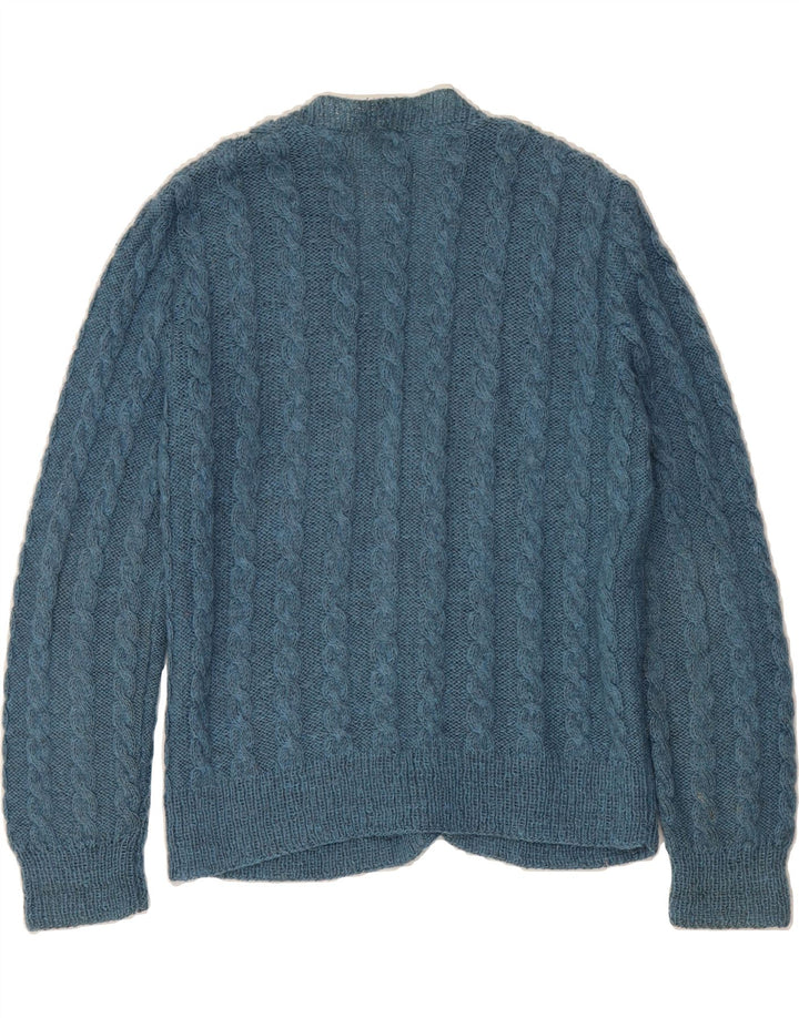 VINTAGE Womens Cardigan Sweater UK 14 Medium Blue Vintage Vintage and Second-Hand Vintage from Messina Hembry 