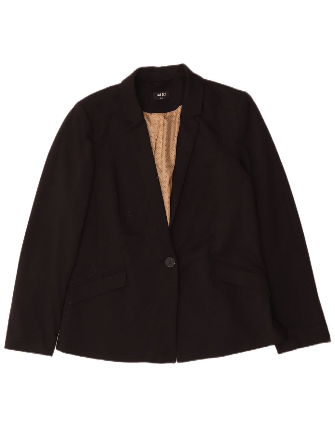 Oasis Womens 1 Button Blazer Jacket UK 12 Medium Black Polyester