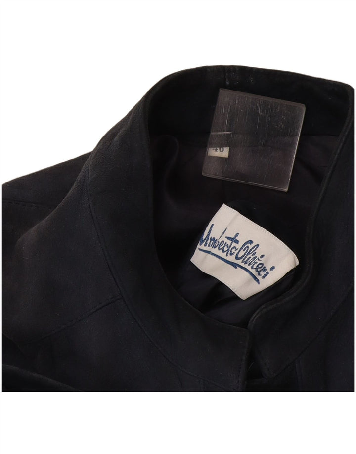 Umberto Olivieri Womens Suede Jacket IT 46 Large Navy Blue