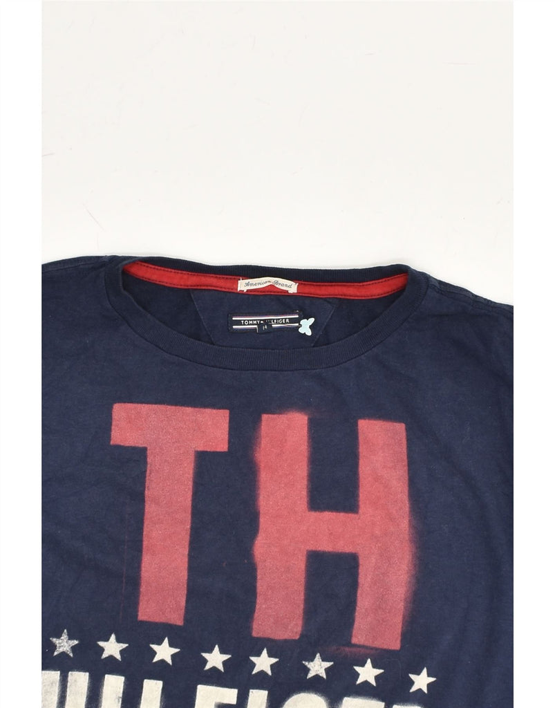 TOMMY HILFIGER Boys Graphic Top Long Sleeve 13-14 Years Navy Blue Cotton | Vintage Tommy Hilfiger | Thrift | Second-Hand Tommy Hilfiger | Used Clothing | Messina Hembry 