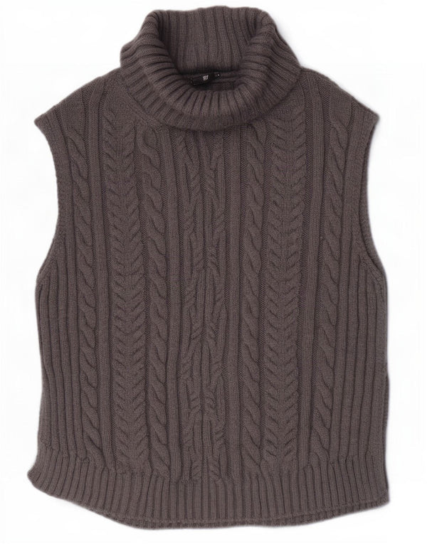 Marks & Spencer Womens Oversized Vest Tank Top UK 10 Small Grey Acrylic