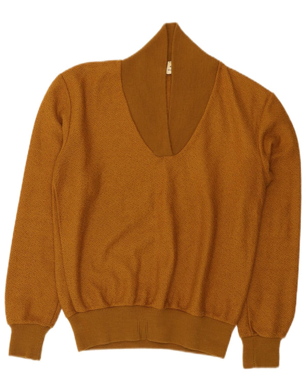 Vintage Womens Shawl Neck Jumper Sweater UK 18 XL Brown Polyacrylic