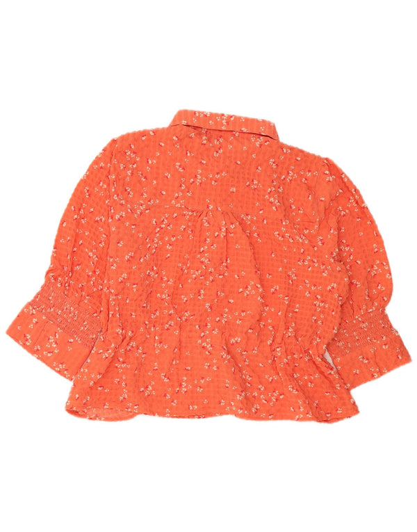 French Connection Womens 3/4 Sleeve Shirt Blouse UK 14 Medium Orange Floral