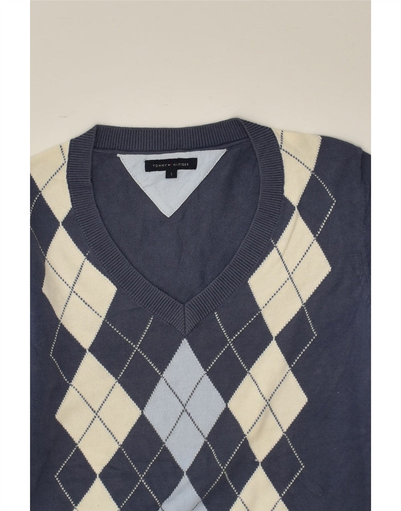 TOMMY HILFIGER Womens V-Neck Jumper Sweater UK 10 Small Blue | Vintage Tommy Hilfiger | Thrift | Second-Hand Tommy Hilfiger | Used Clothing | Messina Hembry 