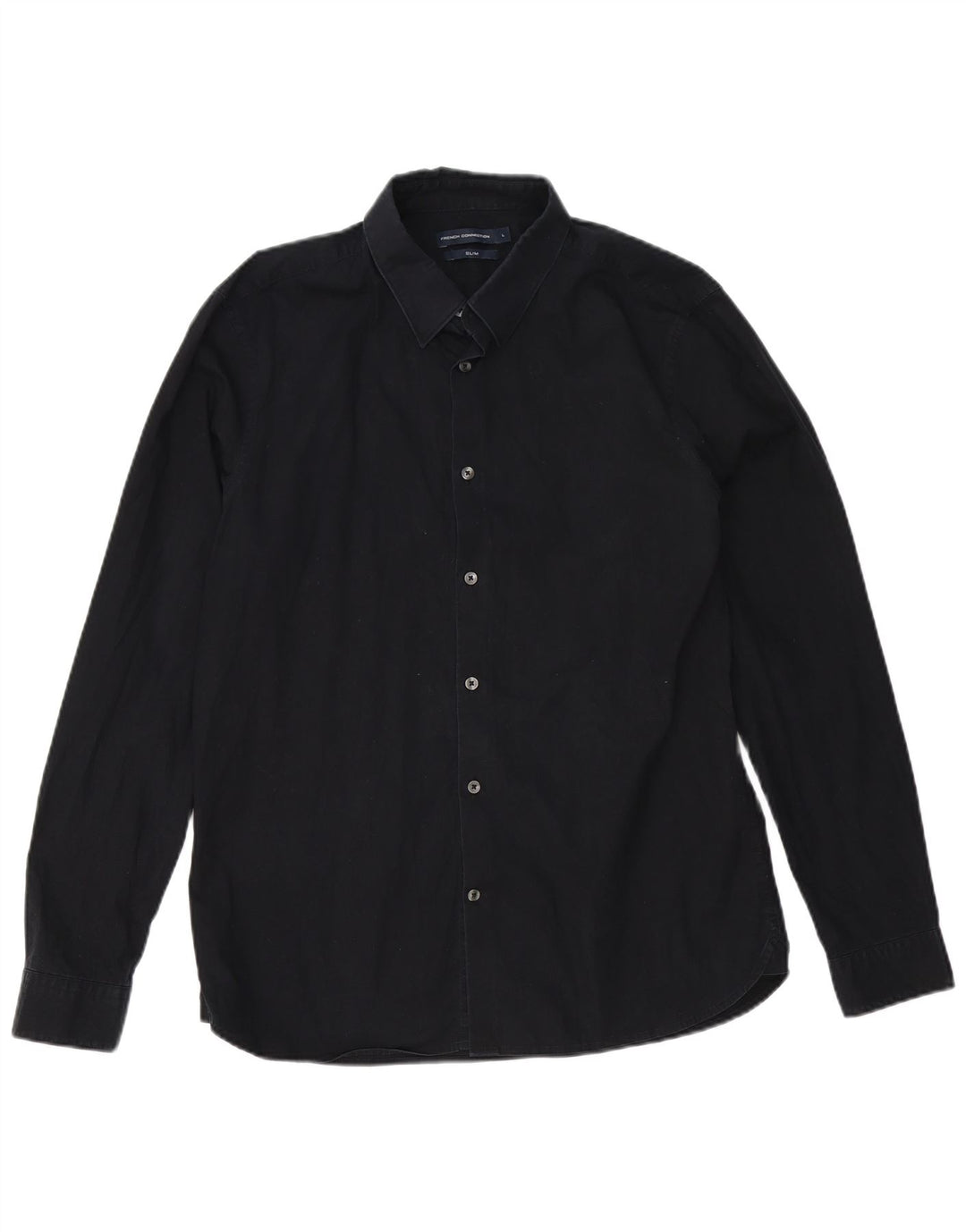French Connection Mens Slim Shirt Large Navy Blue Cotton