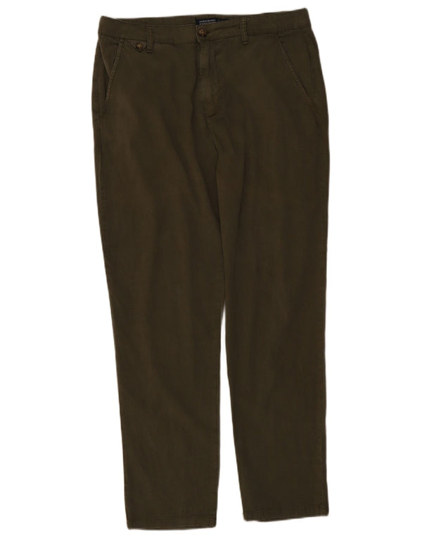 Zara Womens Slim Chino Trousers EU 42 Large W32 L28 Green