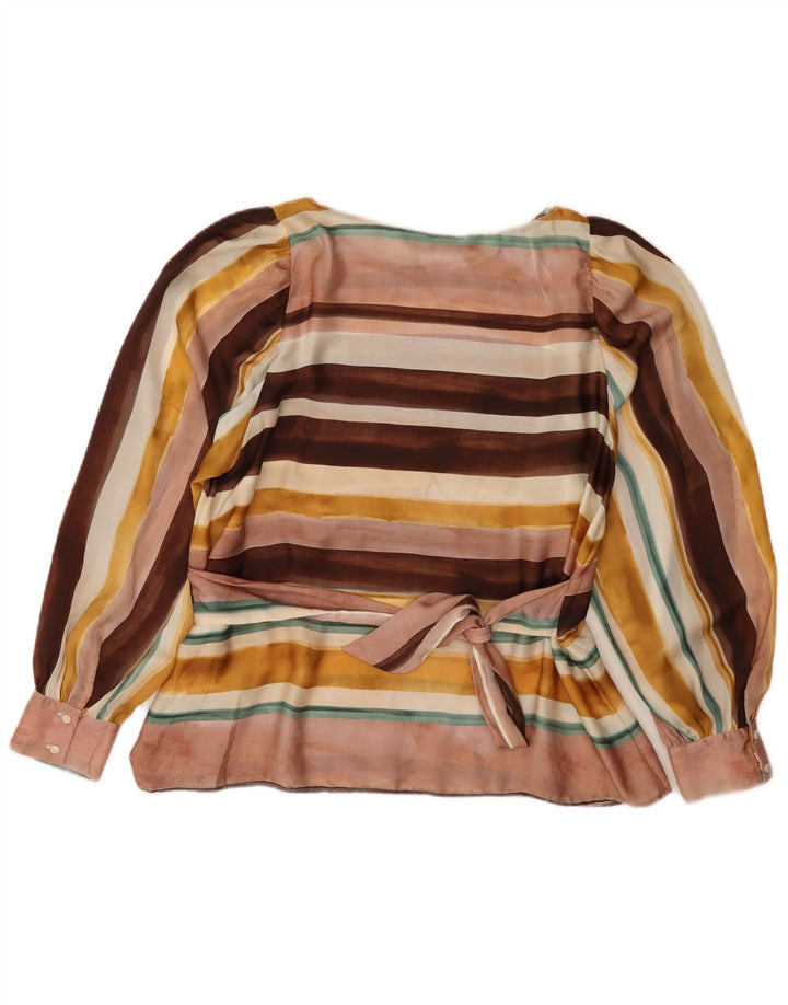 Zara Womens Long Sleeve Blouse Top UK 12 Medium Multicoloured Striped