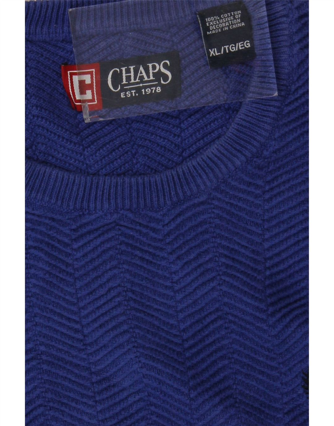 CHAPS Mens Crew Neck Jumper Sweater XL Blue Cotton