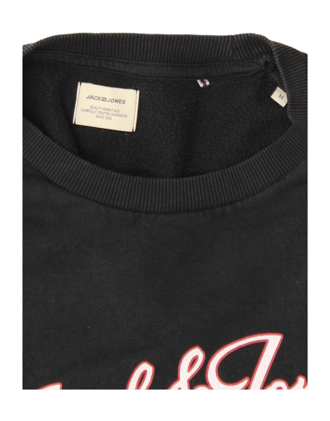 JACK & JONES Mens Graphic Sweatshirt Jumper Medium Black