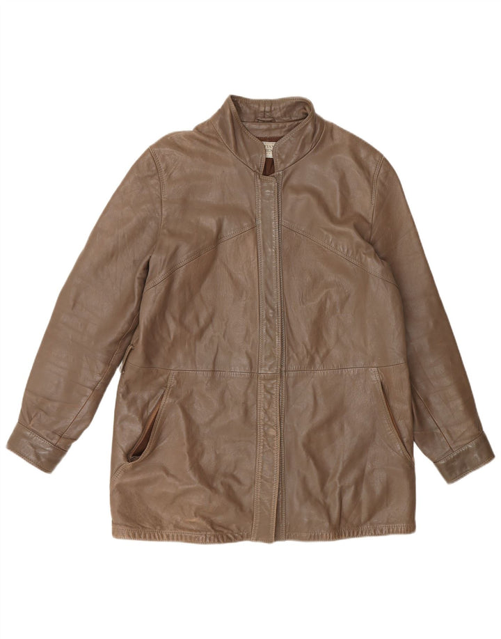 Cristiano Di Thiene Womens Leather Jacket UK 14 Medium Brown Leather