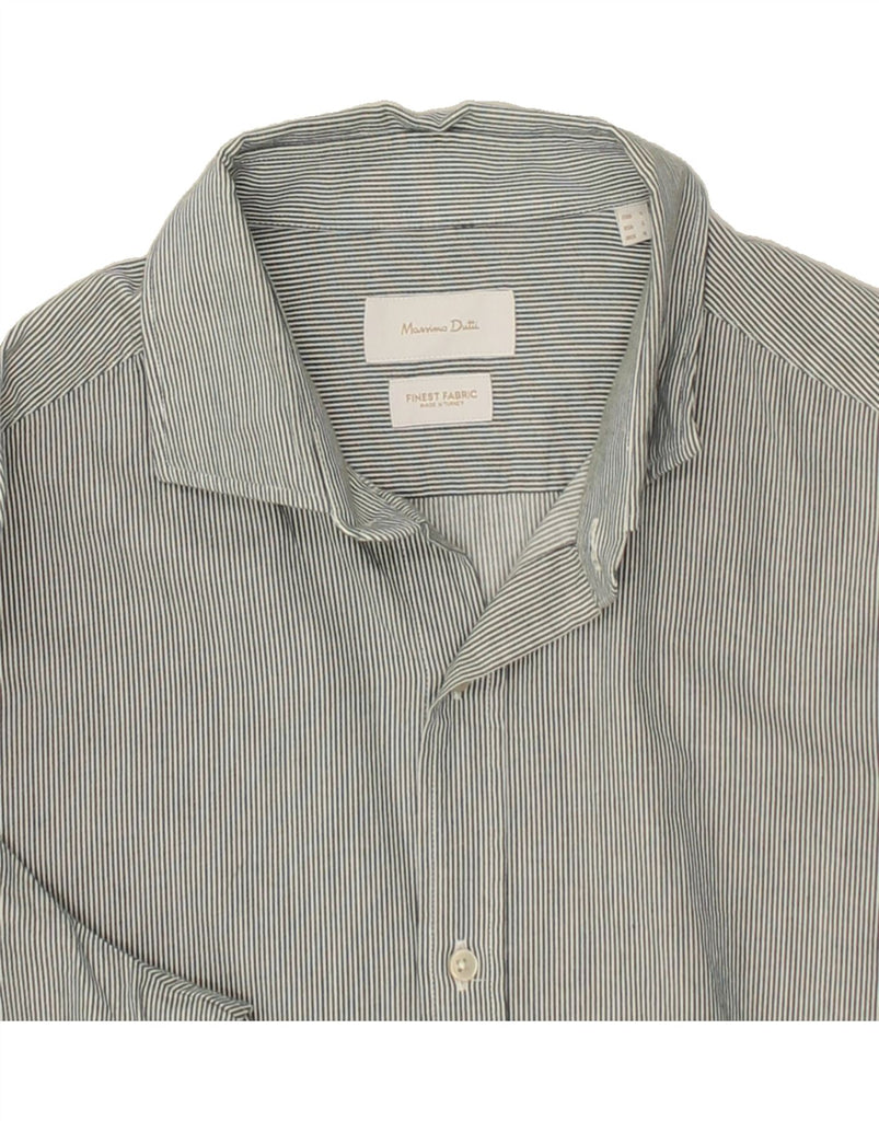 MASSIMO DUTTI Mens Shirt Large Green Striped Cotton | Vintage Massimo Dutti | Thrift | Second-Hand Massimo Dutti | Used Clothing | Messina Hembry 