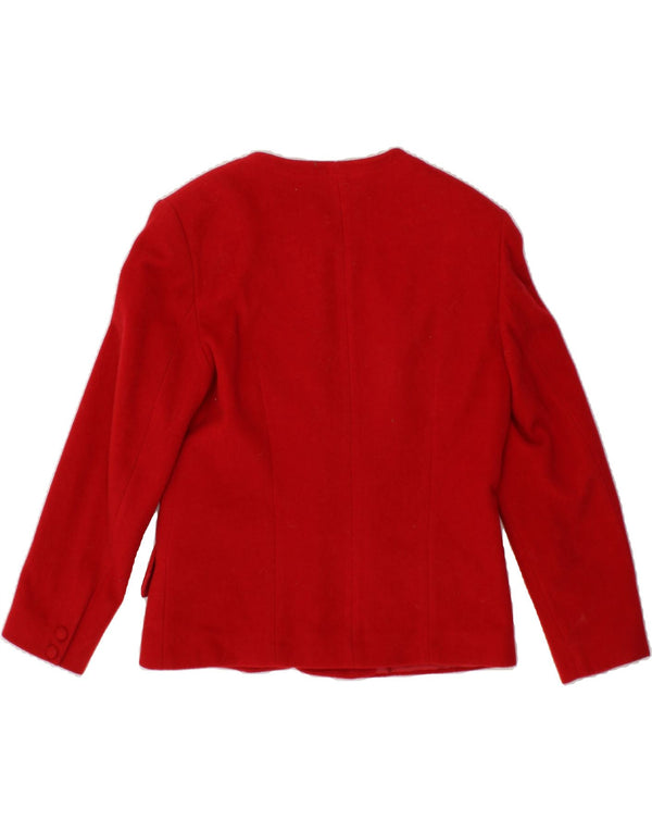 VINTAGE Womens 5 Button Blazer Jacket UK 14 Large Red Wool