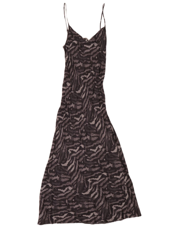 All Saints Womens Sleeveless Maxi Dress UK 6 XS Black Animal Print Viscose