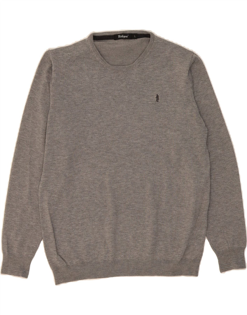 REFRIGUE Womens Crew Neck Jumper Sweater UK 16 Large Grey Viscose Vintage Refrigue and Second-Hand Refrigue from Messina Hembry 