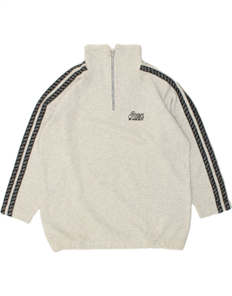 ASICS Mens Zip Neck Sweatshirt Jumper Large Grey Cotton | Vintage Asics | Thrift | Second-Hand Asics | Used Clothing | Messina Hembry 