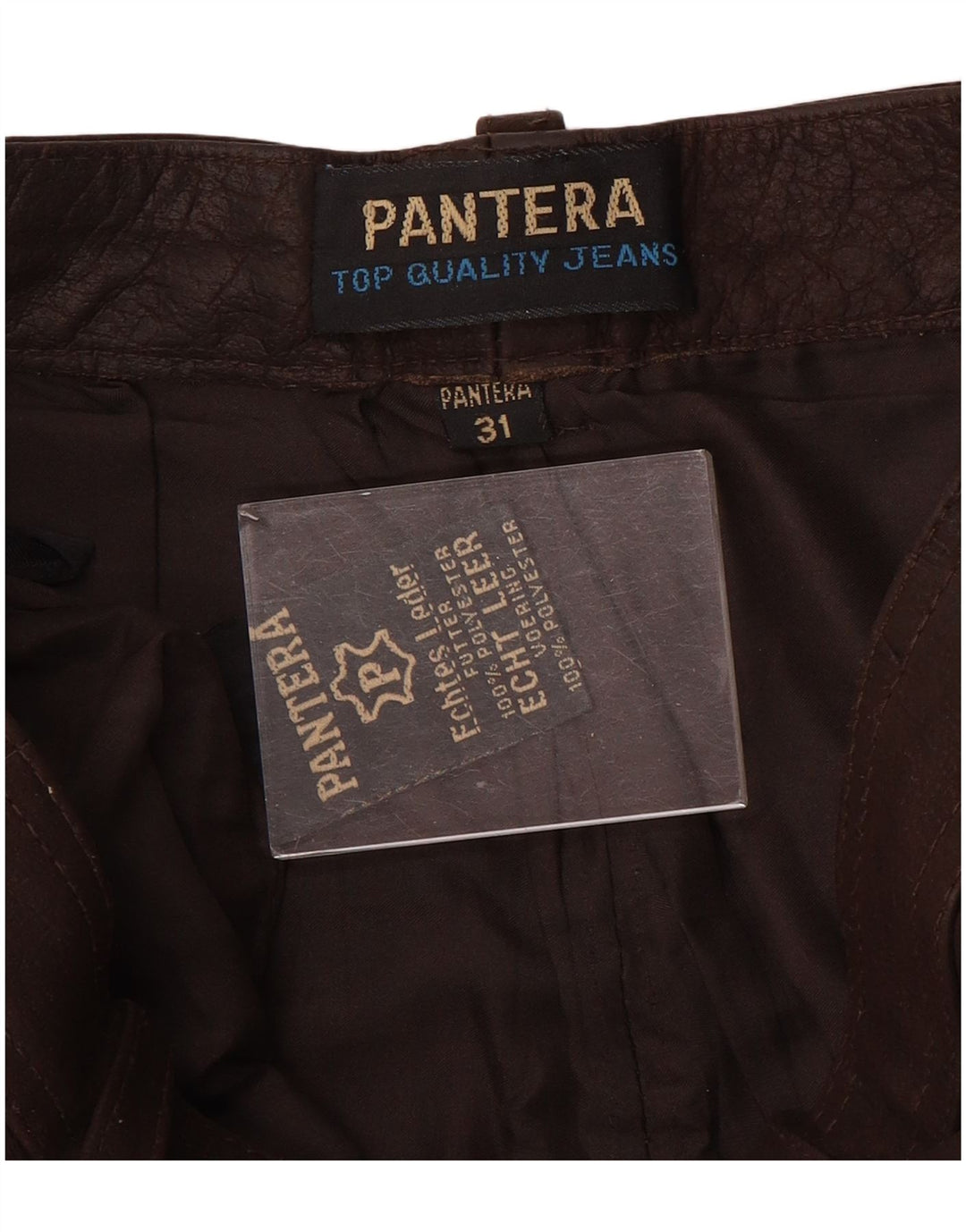 Pantera Mens Slim Suede Trousers W31 L31 Brown Leather