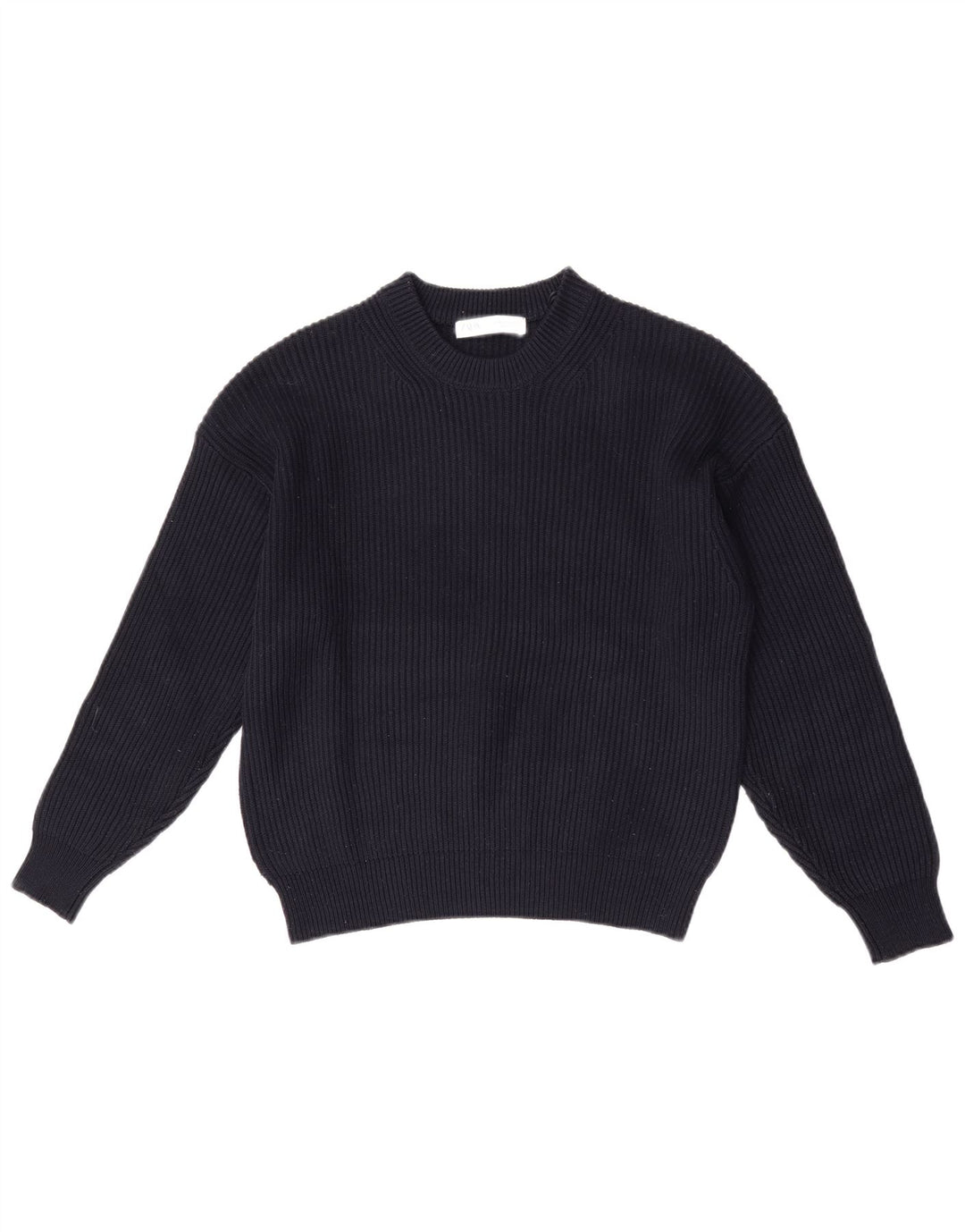 Zara Womens Oversized Crew Neck Jumper Sweater UK 6 XS Navy Blue Polyester