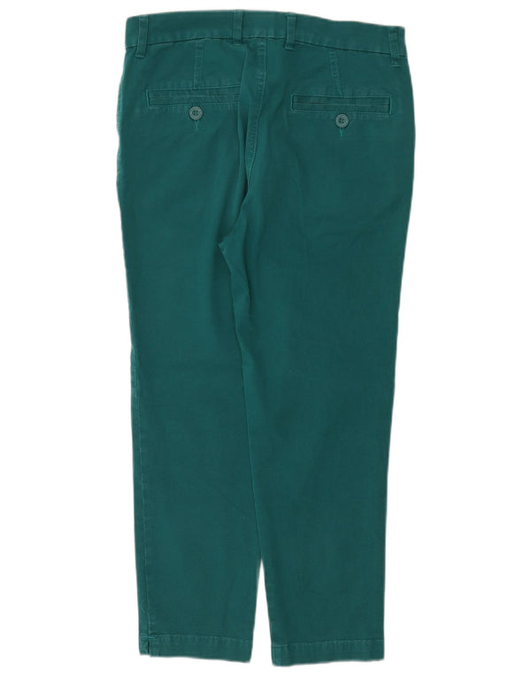 Marks & Spencer Womens Straight Cropped Trousers UK 12 Medium W32 L25 Green