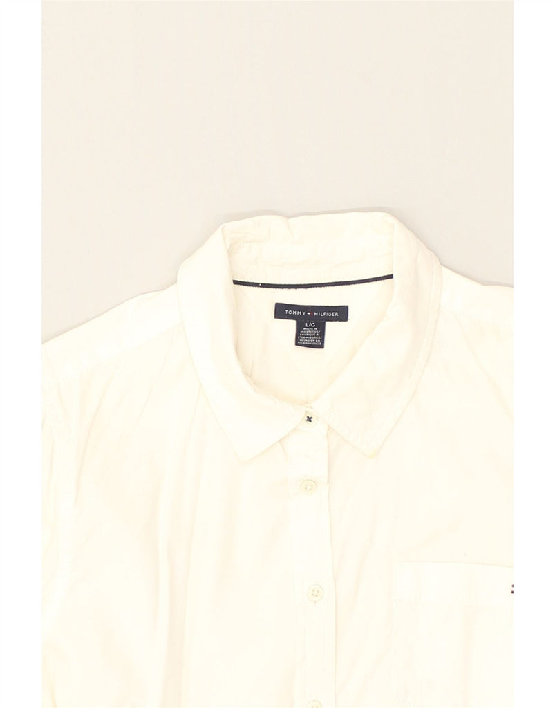 TOMMY HILFIGER Mens Shirt Large White Cotton | Vintage Tommy Hilfiger | Thrift | Second-Hand Tommy Hilfiger | Used Clothing | Messina Hembry 