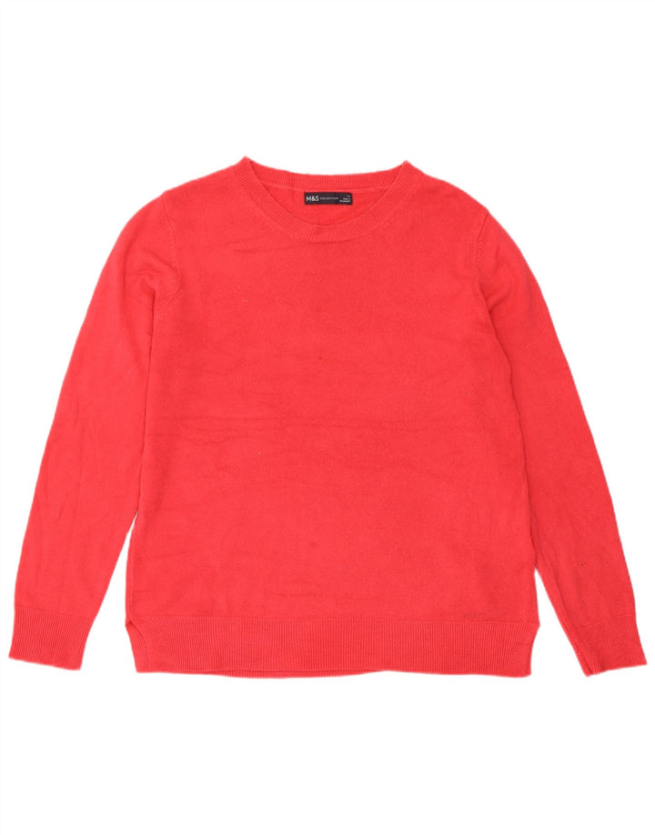 Marks & Spencer Womens Crew Neck Jumper Sweater UK 12 Medium Pink Acrylic