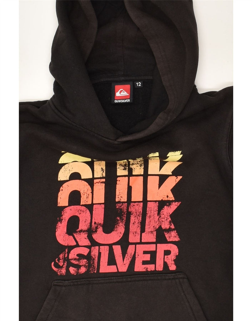 QUIKSILVER Boys Graphic Hoodie Jumper 11-12 Years Black Cotton | Vintage Quiksilver | Thrift | Second-Hand Quiksilver | Used Clothing | Messina Hembry 