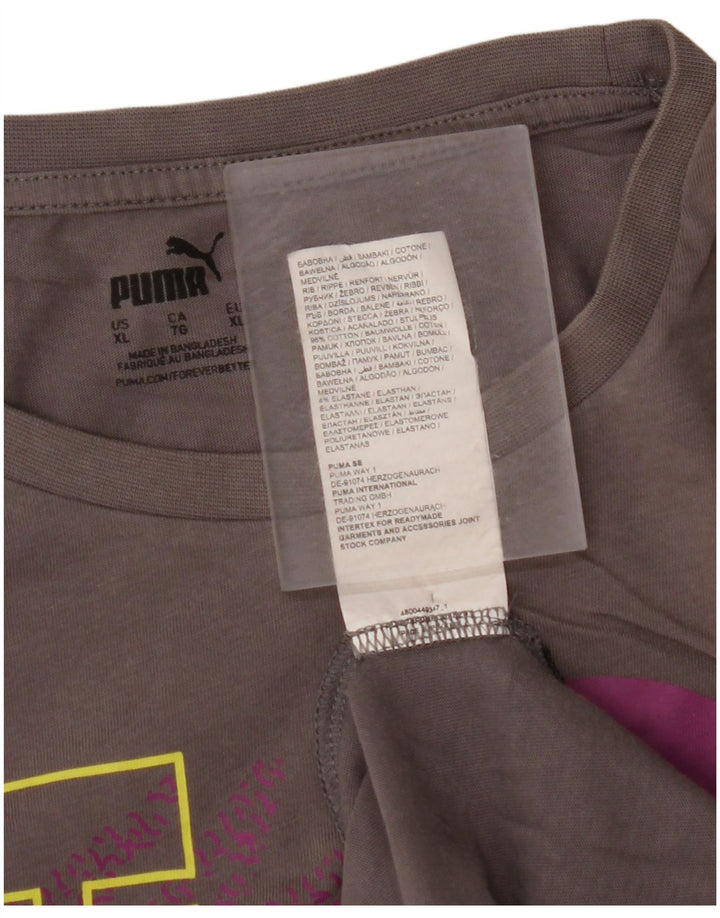 PUMA Mens Graphic T-Shirt Top XL Grey Cotton