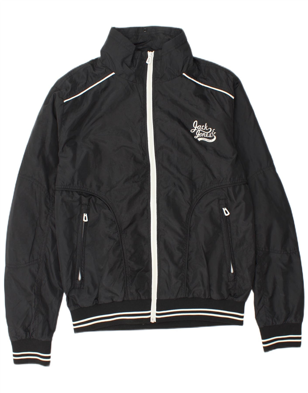 Jack & Jones Mens Bomber Jacket UK 40 Large Black Polyester