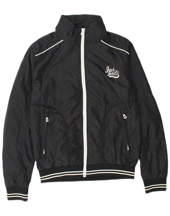 Jack & Jones Mens Bomber Jacket UK 40 Large Black Polyester