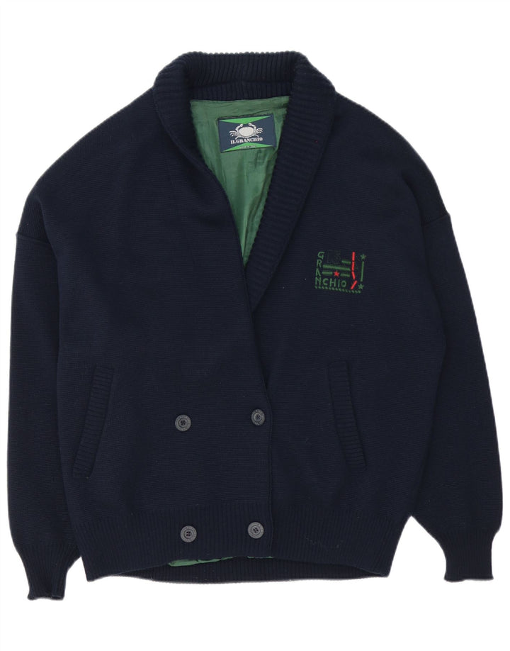 Il Granchio Mens Cardigan Sweater XL Navy Blue Wool