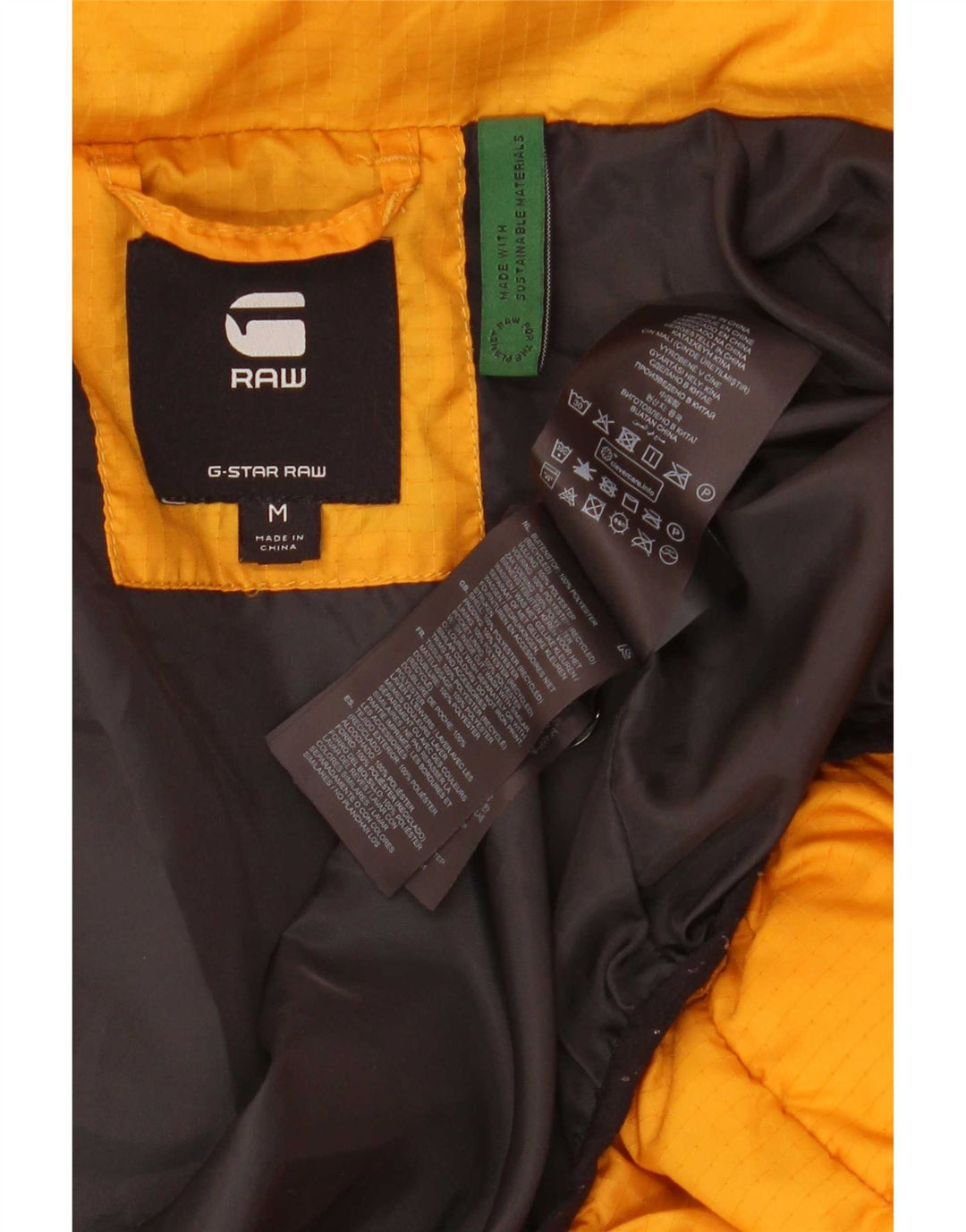 G-Star Womens Hooded Padded Jacket UK 14 Medium Yellow Polyester