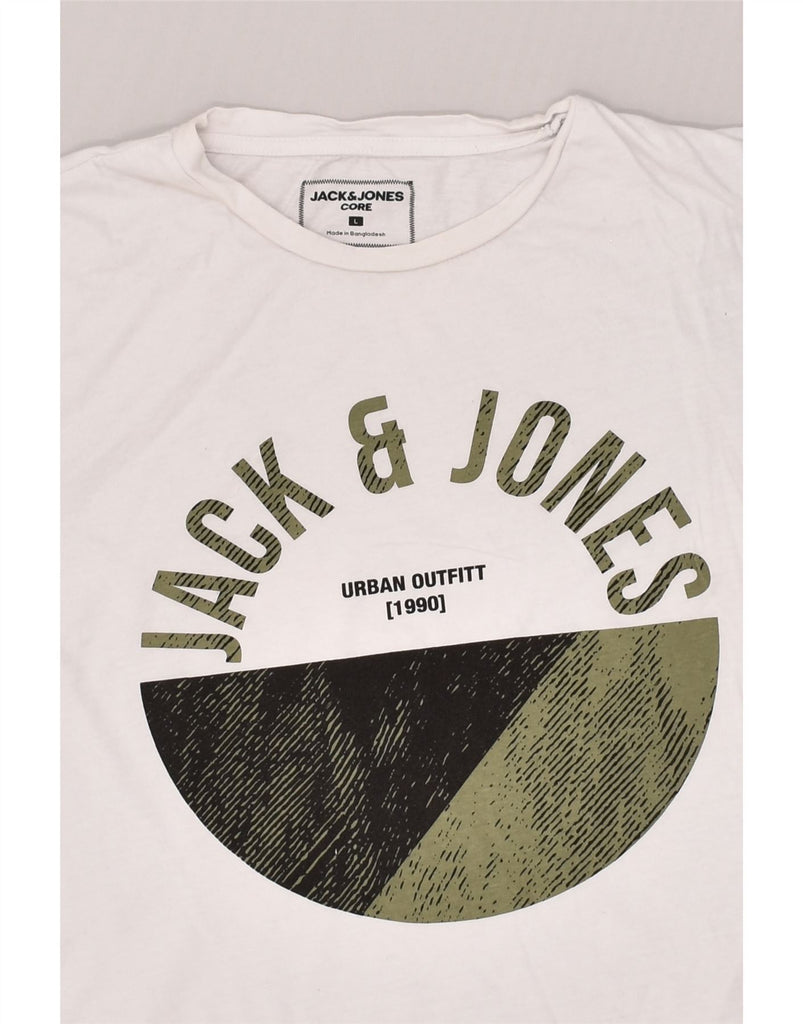 JACK & JONES Mens Graphic T-Shirt Top Large White Cotton | Vintage Jack & Jones | Thrift | Second-Hand Jack & Jones | Used Clothing | Messina Hembry 