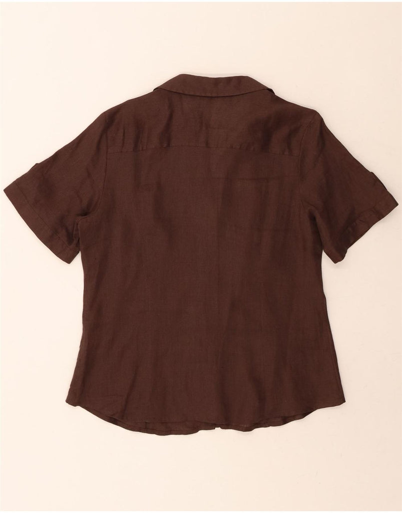 MARINA RINALDI Womens Short Sleeve Shirt Size 21 Medium Brown Linen Vintage Marina Rinaldi and Second-Hand Marina Rinaldi from Messina Hembry 
