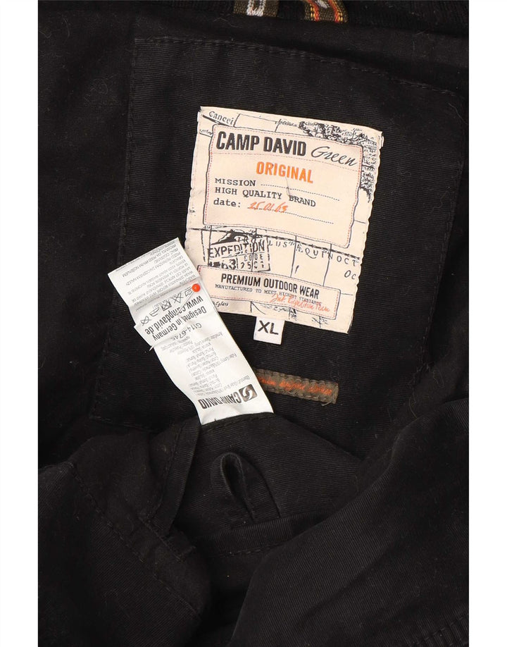 Camp David Mens Graphic Bomber Jacket UK 42 XL Black Cotton