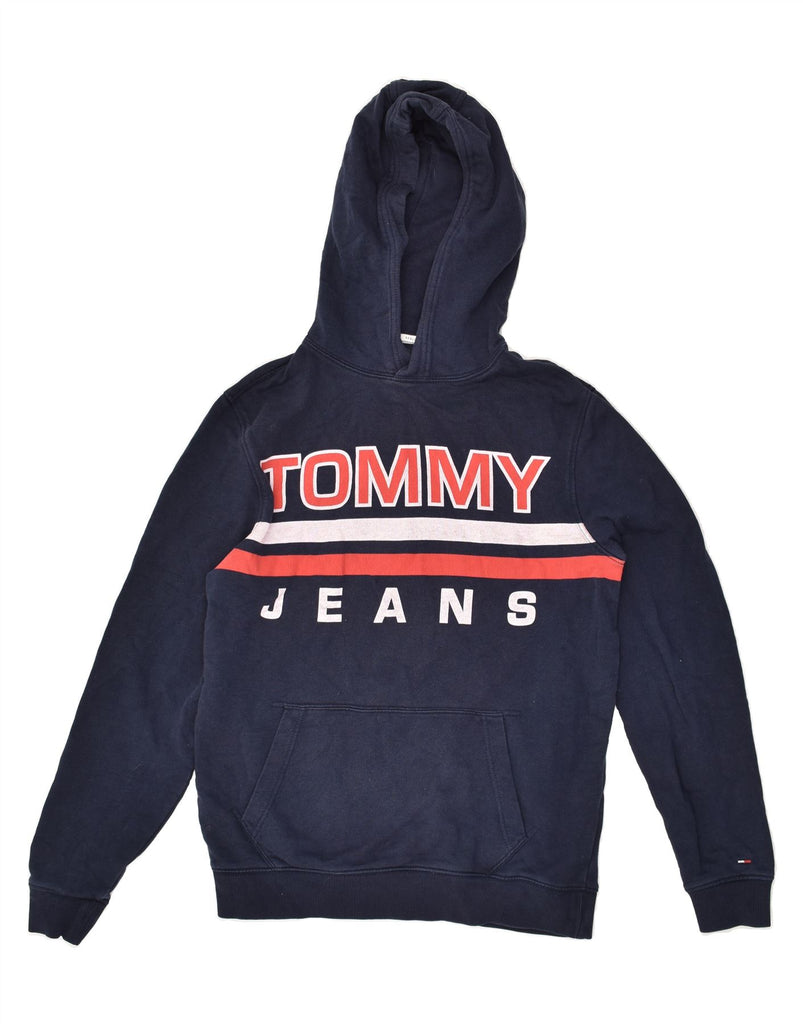 TOMMY HILFIGER Mens Regular Fit Graphic Hoodie Jumper Medium Navy Blue Vintage Tommy Hilfiger and Second-Hand Tommy Hilfiger from Messina Hembry 