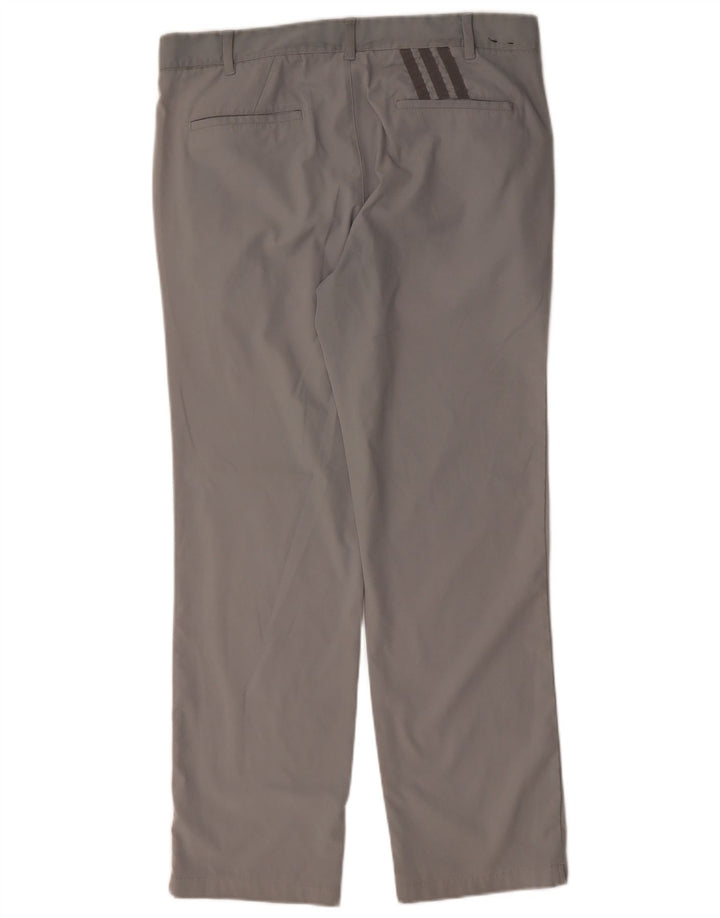 ADIDAS Mens Straight Chino Trousers W34 L32 Grey Polyester