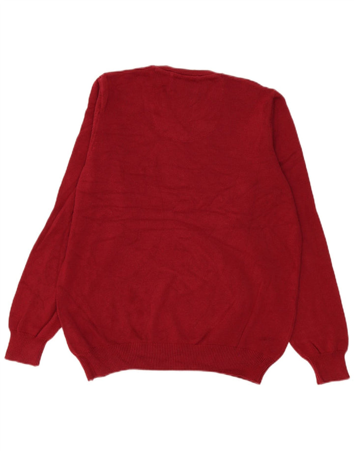 Marks & Spencer Mens V-Neck Jumper Sweater Medium Red Cotton
