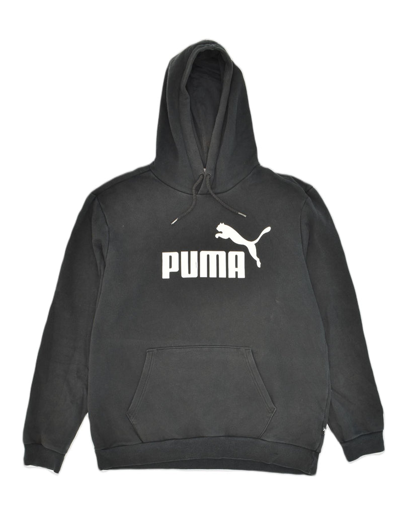 PUMA Mens Graphic Hoodie Jumper Large Black Cotton | Vintage Puma | Thrift | Second-Hand Puma | Used Clothing | Messina Hembry 