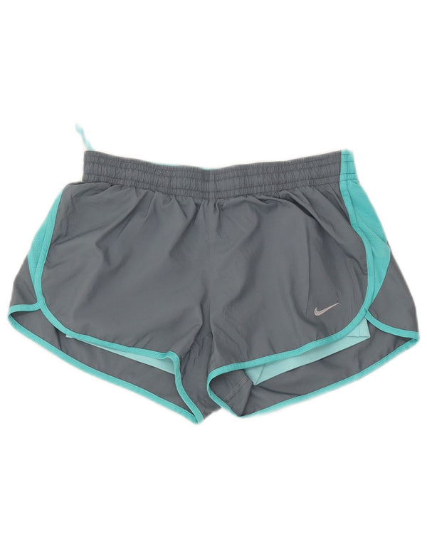 Adidas Womens Dri Fit Sport Shorts UK 14 Medium Grey Colourblock