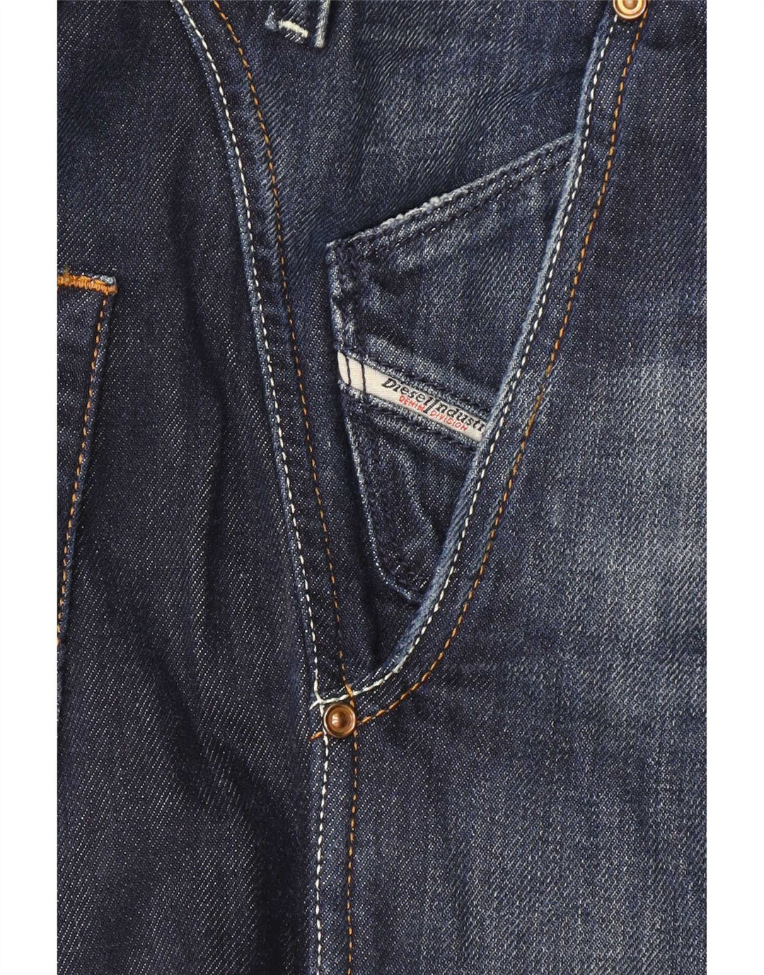 Diesel Mens Pheyo Distressed Straight Jeans W33 L34 Navy Blue Cotton
