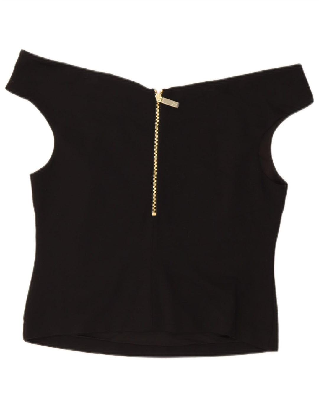 Ted Baker Womens Crop Off Shoulder Top Size 5 XL Black Viscose