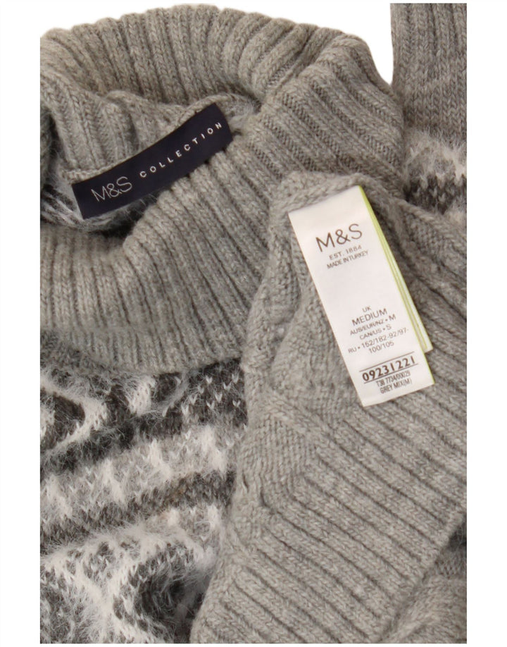Marks & Spencer Womens Roll Neck Jumper Sweater UK 14 Medium Grey