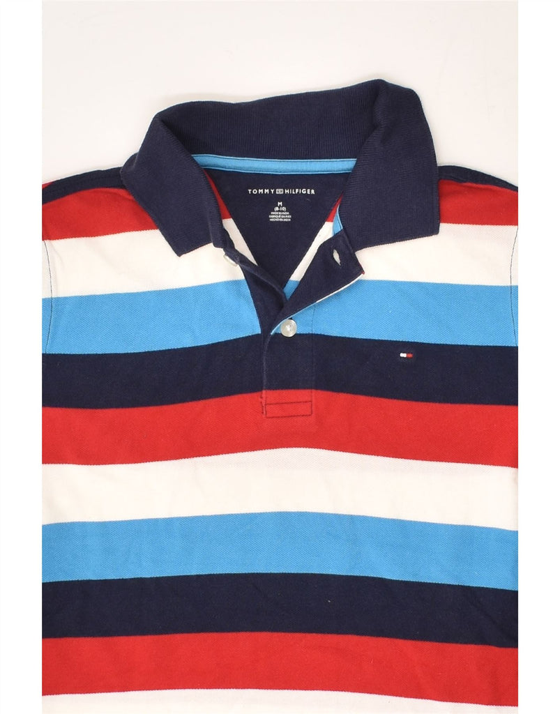 TOMMY HILFIGER Boys Polo Shirt 8-9 Years Medium Multicoloured Striped | Vintage Tommy Hilfiger | Thrift | Second-Hand Tommy Hilfiger | Used Clothing | Messina Hembry 