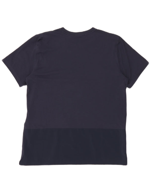 Nike Mens Dri Fit Graphic T-Shirt Top Large Navy Blue Striped Cotton