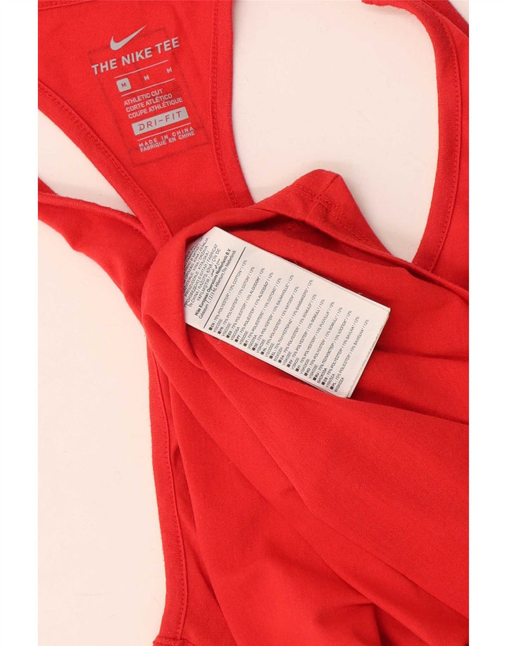 Nike Womens Dri Fit Vest Top UK 12 Medium Red Polyester