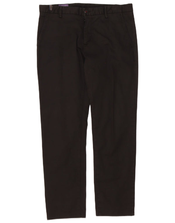 Vintage Mens Straight Chino Trousers IT 48 Medium W34 L30 Black Cotton