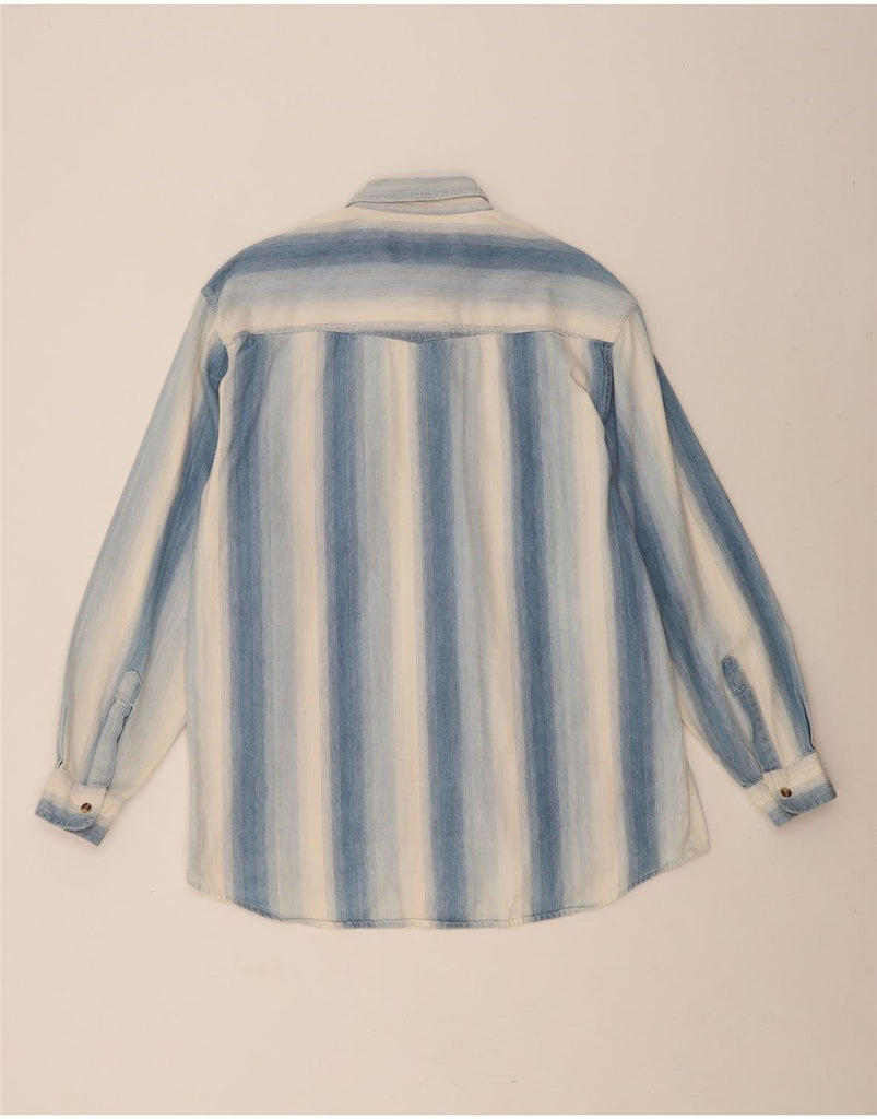 VINTAGE Mens Shirt Medium Blue Striped Cotton Vintage Vintage and Second-Hand Vintage from Messina Hembry 