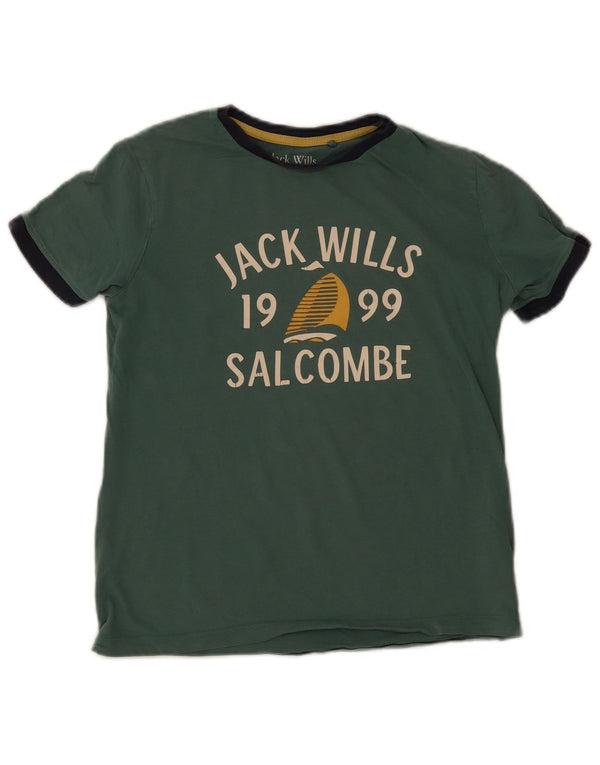 Jack Wills Boys Regular Graphic T-Shirt Top 10-11 Years Green Cotton