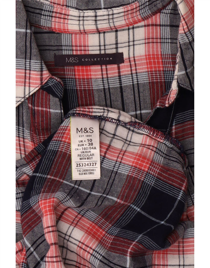 MARKS & SPENCER Womens Oversized Shirt Dress UK 10 Small Navy Blue Plaid